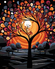 Розпис по номерах 40х50 AH1075 Місячне сяйво на чорному фоні "Strateg"