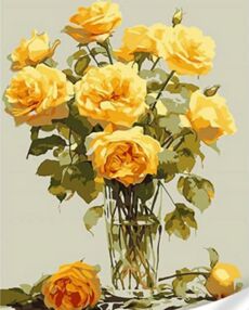 Розпис по номерах 30х40 SS-1011 Жовті троянди у вазі "Strateg"
