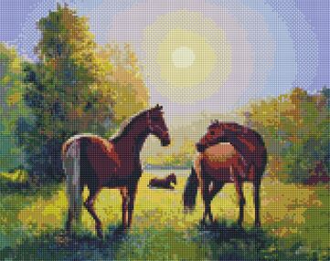 Алмазна мозаїка 40х50 АМО7643 Родина конячок "Ідейка"