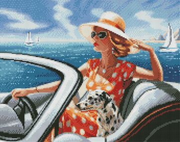 Алмазна мозаїка 40х50 АМО7655 Відпочинок біля моря з стразами "Ідейка"