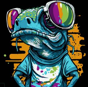 Розпис по номерах 30х30 SH3030-1 Яскрава рептилія на чорному фоні "Strateg"