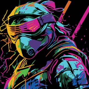 Розпис по номерах 30х30 SH3030-10 Яскравий захисник на чорному фоні "Strateg"