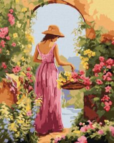 Розпис по номерах 40х50 КНО8431 Дівчина з квітами "Ідейка"