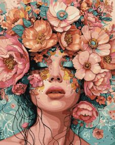 Розпис по номерах 40х50 КНО8440 Дівчина у квітах "Ідейка"