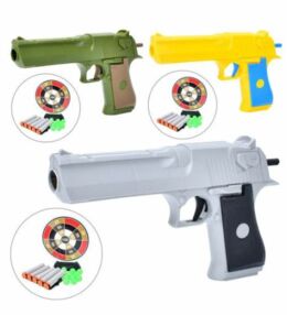 Дитячий іграшковий пістолет 003-A1-3-4 20см, м'які кулі-присоски 5шт, пласт.кулі, мішень, 3 види, у 
