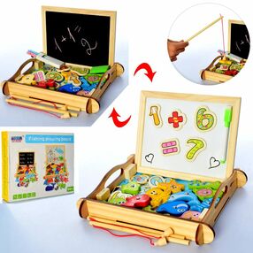 гра деревяна риболовля магнітна 2 в 1 дошка для малювання маркер md 2139