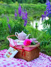 Алмазна мозаїка 30х40 JSDF79799 Чаювання серед люпину "Strateg"