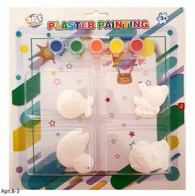Набір дитячий гіпсові фігурки 4 штуки фарби пензлик 8-3