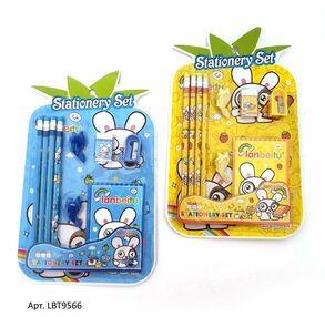 Набір дитячий блокнот чинка олівець простий 4 штуки гумка тримачі для ручки 9566