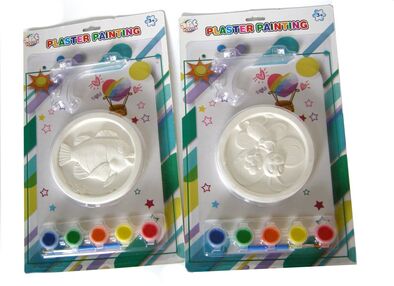 УЦІНКА набір дитячий гіпсова тарілочка підставка фарби пензлик 8-2 (тріснута тарілочка)