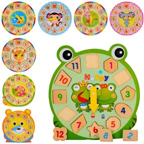 гра деревяна Годинник цифри рамка вкладиш 8 видів MD 2923