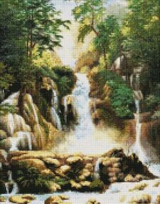 Алмазна мозаїка 40х50 АМО7275 Пейзаж із водоспадом "Ідейка"