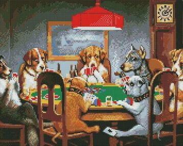 Алмазна мозаїка 40х50 АМО7509 Собаки грають в покер "Ідейка"