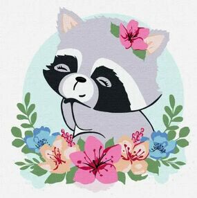 Алмазна мозаїка б/підрамн 20х20 АМС7761 Квітковий єнот "Ідейка"