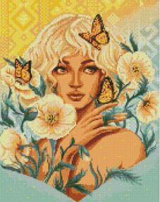Алмазна мозаїка 40х50 АМО7597 Дівчина з метеликами "Ідейка"