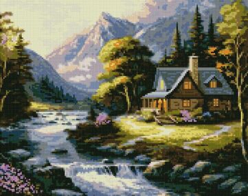 Алмазна мозаїка 40х50 АМО7722 Будиночок у горах "Ідейка"