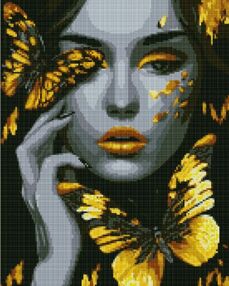 Алмазна мозаїка 40х50 АМО7723 Дівчина із золотими метеликами "Ідейка"