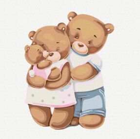 Розпис по номерах 30х30 КНО6028 Щаслива сім'я ведмежат "Ідейка"