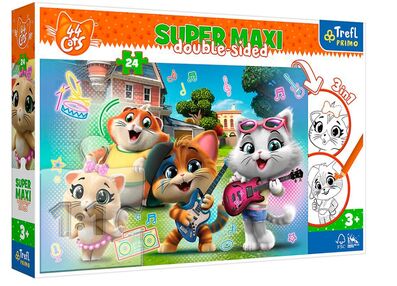 пазли + розмальовка 24 елементи Super MAXI музичний квартет 44 коти Trefl 41011