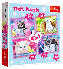 пазли 4 в 1 веселі котики Trefl 34396