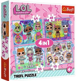 пазли 4 в 1 знайомтеся з ляльками дівчатка із загадками Trefl 34613