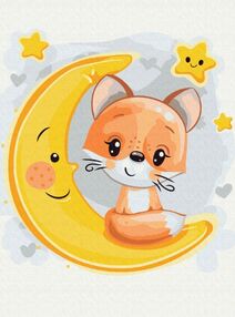 Розпис по номерах 30х40 KBS0108 Лисичка на місяці  brushme Брашми