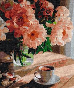 Розпис по номерах 40х50 BS51686 Кава з запахом півоній brushme Брашми