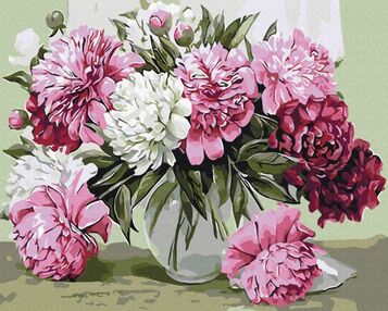 Розпис по номерах 40х50 BS52209 Букет домашніх піонів brushme Брашми