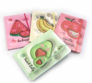 блокнот а5 80 аркушів об'ємний на гумці "Fruits" 3D лінія JZ85009