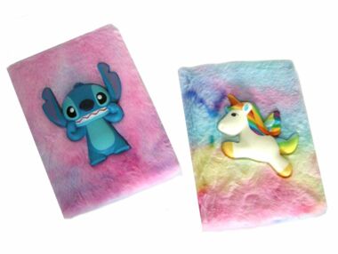 блокнот а5 80 аркушів хутряний з аплікацією сквіш у лінійку в асортименті