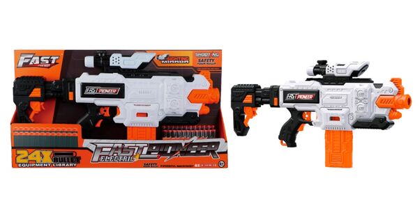 Іграшковий кулемет Fast Pioneer Electric з прицілом та м'якими набоями у магазині 24 шт. (BIG508)