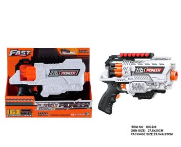 Іграшковий пістолет Fast Pioneer автоматичний барабанного типу на батарейках з м'якими набоями (16 ш