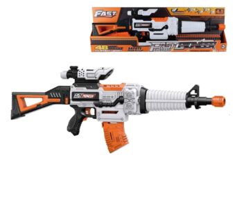 Іграшковий кулемет Fast Pioneer автоматичний на батарейках з м'якими набоями у магазині (48 шт.) та 