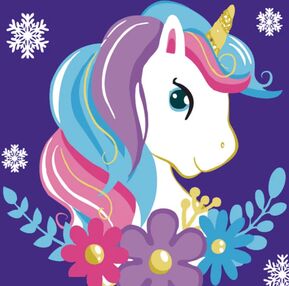 Розпис по номерах 20х20 HH5292 Єдиноріг у сніжинках "Strateg"