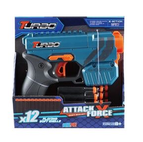 Іграшковий пістолет механічний з подвійним дулом з м'якими набоями 6 штук ВТ326