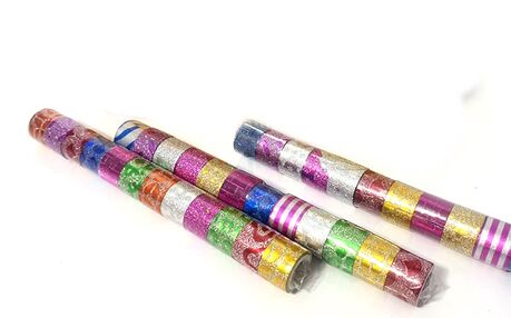 стрічка клейка для декору 12-7 набір 12шт з глітером стрічка клейка для декору 12-7 набір 12шт з глітером