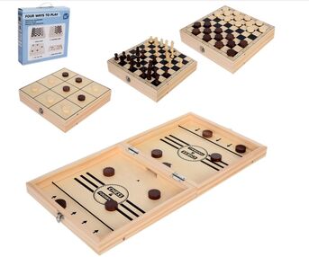 гра деревяна 4 в 1 шахи шашки MD 1605