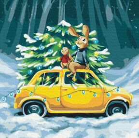 Розпис по номерах 40х40 SBS017 Зимова казка для зайченят brushme Брашми