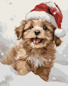 Розпис по номерах 40х50 BS53838 Засніжене цуценя brushme Брашми