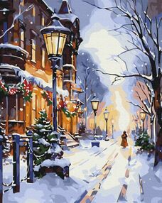 Розпис по номерах 40х50 BS53849 Сяйво ліхтарів взимку brushme Брашми