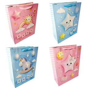 подарунковий пакет 41 х 31 х 12 см з об'ємним малюнком 124L-1-2-3 104-12 в асортименті