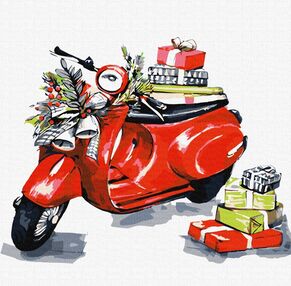 Розпис по номерах 30х30 КНО5011 Різдвяний мотоцикл "Ідейка"