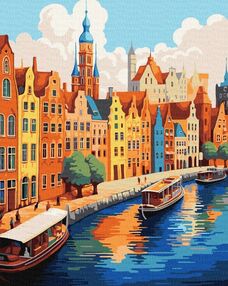 Розпис по номерах 40х50 КНО3642 Різнокольорове містечко "Ідейка"