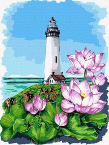 Розпис по номерах 30х40 КНО5083 Маяк з лотосами "Ідейка"