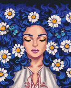 Розпис по номерах 40х50 BS53736 Ромашки у волоссі  brushme Брашми