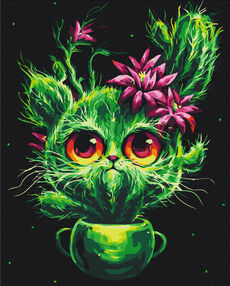 Розпис по номерах 40х50 BS53868 Кошенятко кактусятко   brushme Брашми