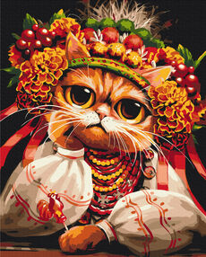 Розпис по номерах 40х50 BS53871 Киця Журбинка  brushme Брашми