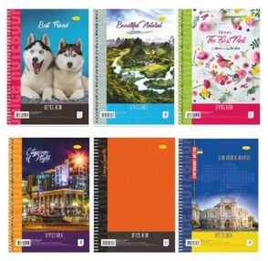 Блокнот А4 40 аркушів  лакована обкладинка пружина зверху в асортименті "Апельсин"