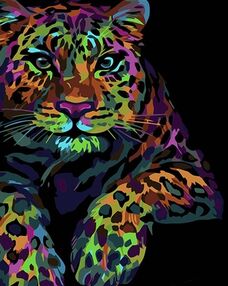 Розпис по номерах 40х50 AH1046 Поп-арт леопард на чорному фоні "Strateg"