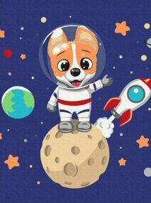 Розпис по номерах 30х40 KBS0099 Коргі в космосі